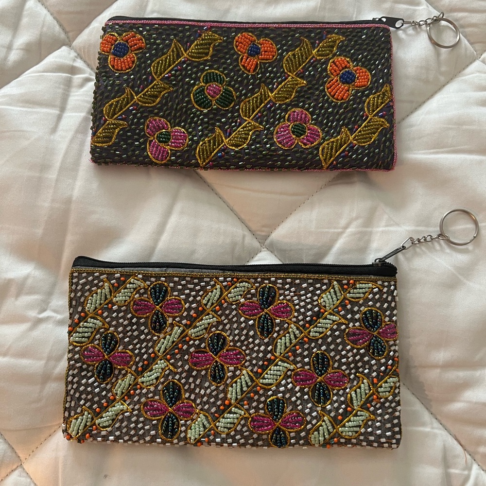 Floral Embroidered Clutch Set - Multicolor